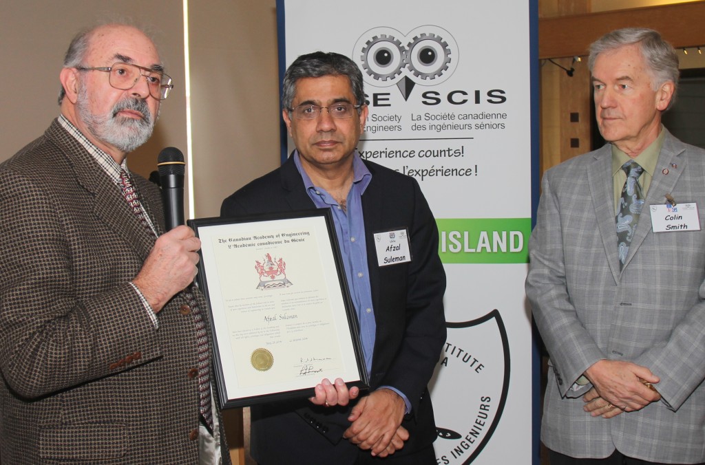 CAE Directors Ken Putt and Colin Smith presented Dr. Suleman with his CAE Fellowship certificate