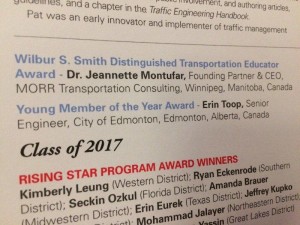 2017 Institute of Transportation Engineers Wilbur S. Smith Distinguished Transportation Educator Award